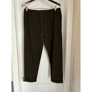 Oak and Fort gingham print green pants